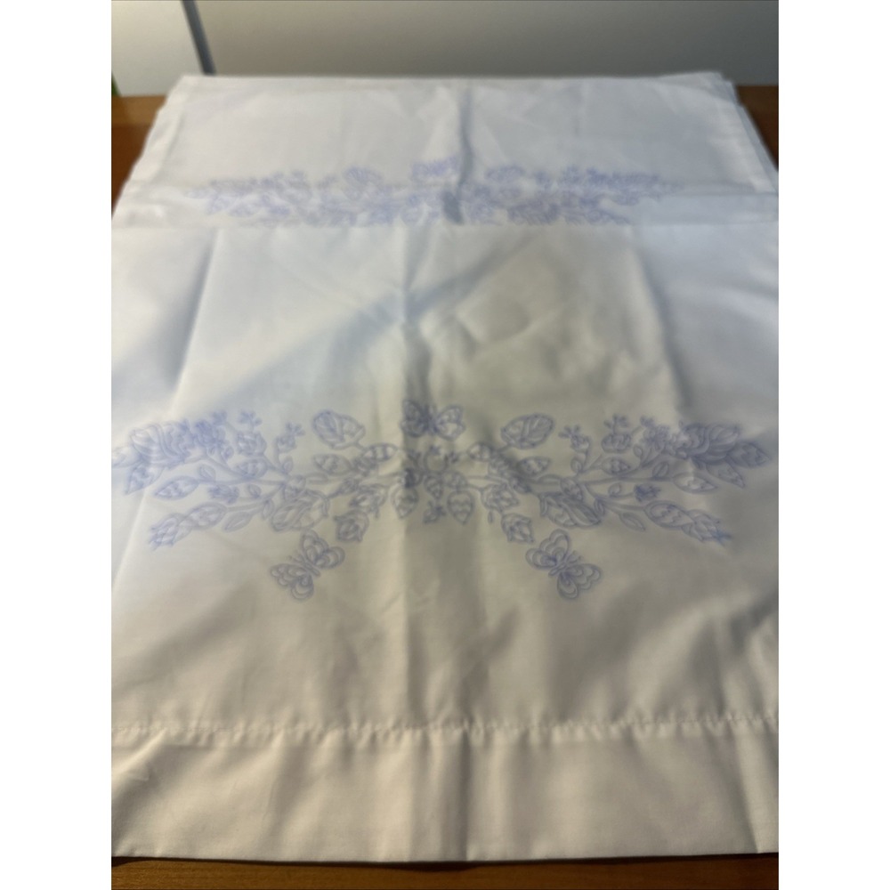 Janlynn Printed Pillowcase Stamped Stitch Pattern Set Of 2 New Flowers Butterfly